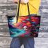 Colorful serenity under the stars leather tote bag