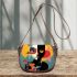 Contemplative cat and flowers Saddle Bags for Women: Perfect Gift for Girlfriend, Wife, Daughter