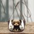 Curious canine in a whimsical wonderland saddle bag