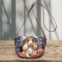 Curious dog in blue hat by the window Saddle Bags for Women: Perfect Gift for Girlfriend, Wife, Daughter