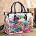 Cute baby turtle surrounded colorful corals and shells small handbag