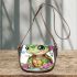 Cute baby turtle with colorful flowers on its shell saddle bag