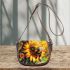 Cute bee sits on the petal of a sunflower 3d saddle bag