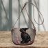 Cute black rabbit with a pink collar saddle bag