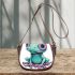 Cute cartoon alien frog with big eyes saddle bag