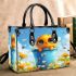 Cute cartoon baby bee sitting in a blue bucket small handbag