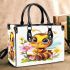 Cute cartoon bee holding flowers small handbag