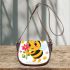 Cute cartoon bee holding flowers 3d saddle bag