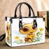 Cute cartoon bee holding flowers small handbag