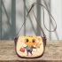 Cute cartoon bee holding flowers and a honeycomb 3d saddle bag