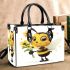 Cute cartoon bee holding flowers small handbag