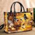 Cute cartoon bee is happily eating honey small handbag