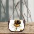 Cute cartoon bee sitting on top of a daisy flower against 3d saddle bag