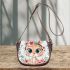 Cute cartoon bunny with big eyes and flowers saddle bag