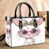 Cute cartoon bunny with pink heart shaped glasses small handbag