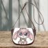 Cute cartoon bunny with pink heart shaped glasses saddle bag