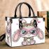 Cute cartoon bunny with pink heart shaped glasses small handbag