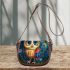 Cute cartoon colorful owl with big blue eyes saddle bag