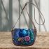 Cute cartoon colorful owl with big blue eyes saddle bag