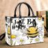 Cute cartoon drawing of a smiling bee small handbag