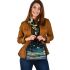 Cute cartoon frog lying on the clouds in space shoulder handbag