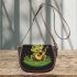 Cute cartoon frog playing guitar in a simple flat style design saddle bag