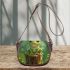 Cute cartoon frog sitting on a tree stump saddle bag