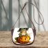 Cute cartoon frog wearing a witch hat sitting on a pumpkin saddle bag