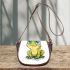 Cute cartoon frog with big eyes saddle bag