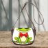 Cute cartoon green frog with red bow tie and sunglasses saddle bag