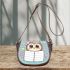 Cute cartoon owl with a pink bow on its head saddle bag