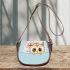 Cute cartoon owl with a pink bow on its head saddle bag