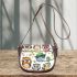 Cute cartoon owls sitting on tree branches saddle bag