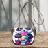 Cute cartoon panda holding a colorful bubble saddle bag