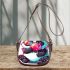 Cute cartoon panda holding a colorful bubble saddle bag