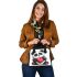 Cute cartoon panda holding a heart shoulder handbag