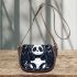 Cute cartoon panda listening to music on headphones saddle bag