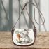 Cute cartoon rabbit holding a carrot saddle bag