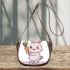 Cute cartoon rabbit holding a carrot saddle bag