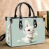 Cute cartoon rabbit holding daisies small handbag