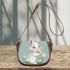 Cute cartoon rabbit holding daisies saddle bag