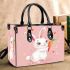 Cute cartoon rabbit with pink ears and tail small handbag