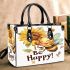 Cute cartoon style bee holding a sunflower small handbag