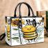 Cute cartoon style bee holding a sunflower small handbag