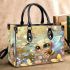 Cute chibi baby bee surrounded flowers and butterflies small handbag