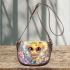 Cute chibi baby bee surrounded flowers and butterflies 3d saddle bag