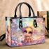 Cute chibi baby bee surrounded flowers and butterflies small handbag