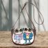 Cute chibi owl couple wearing cute pink and blue shoes saddle bag