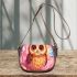 Cute chibi owl with a bow on its head saddle bag