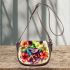 Cute colorful frog with flowers saddle bag